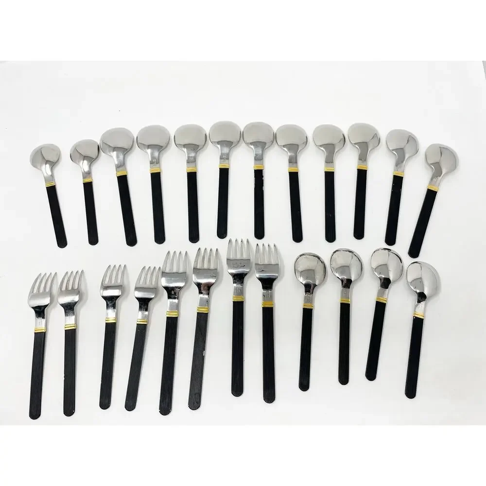 Vintage Sasaki Vignelli Japan Rigadin Matte Black Flatware Mixed Lot of 24
